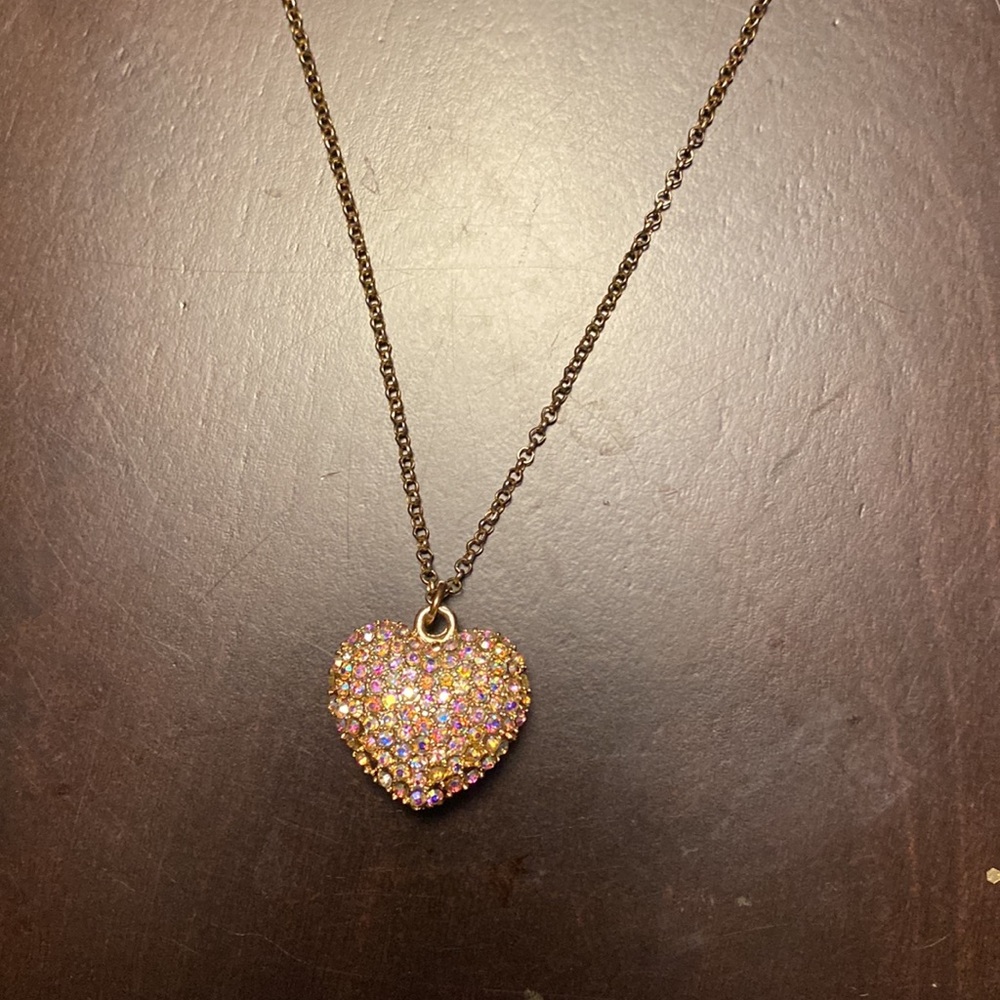 Gold Rhinestone Heart Necklace